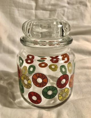 Vintage Glass Life Savers Candy Storage Jar Container W/lid