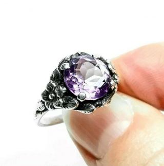 Bernard Instone Sterling Silver Amethyst Ring Size I Arts And Crafts