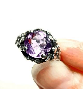 Bernard Instone Sterling Silver Amethyst Ring Size I Arts and Crafts 2