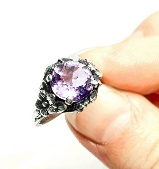 Bernard Instone Sterling Silver Amethyst Ring Size I Arts and Crafts 3