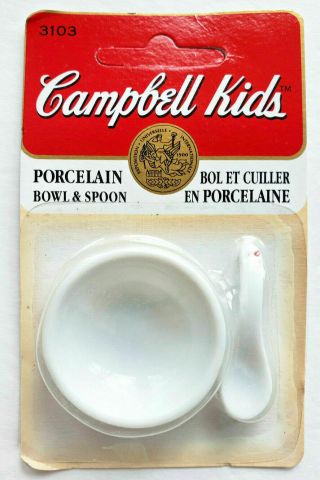 Vintage 1995 Fibre Craft Campbell Soup Kids Miniature Bowl And Spoon Set