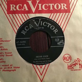 45 Rpm Pee Wee King Rca Victor 5694 Indian Giver Non Pc Bopper Vg