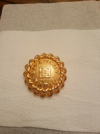 Givenchy 1980s Logo 18kt Gold Plated Brooch Pin Authentic