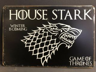 Game Of Thrones House Stark Winter Is Coming Vintage Retro Metal Sign 30x20cm