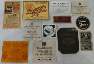 Whisky Bottle Labels – Lindsays,  White Horse,  Lauders,  Haig,