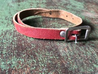 Vintage Leather Pet Cat Dog Collar Red Bracelet Necklace 15 Inch Buckle
