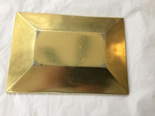 Mid - century multi - colored stained glass or plexi dish with brass colored back 2