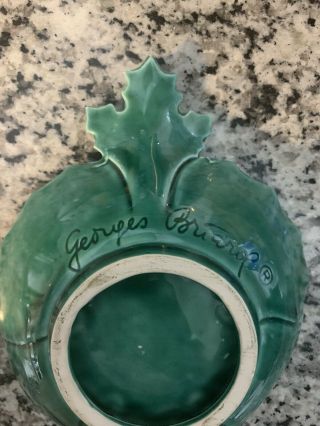 Georges Briard Vintage Small Green Glazed Maple Leaf Small Dip Bowl Dish Signed 3