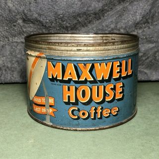Vintage Maxwell House | Coffee Can | 1 Lb | Lt Blue W/large Cup | No Lid | Empty