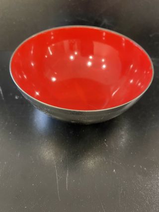Norway Norwegian Red Enamel Antique Vintage Silver Bowl Mid Century Modern Dish