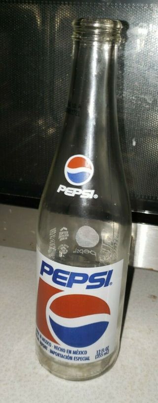 2011 Empty Pepsi - Cola Bottle; Made In Mexico; 12 Oz.  ; Red White & Blue