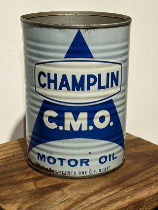 Vintage Champlain C.  M.  O.  Motor Oil 1 Quart All Metal Can