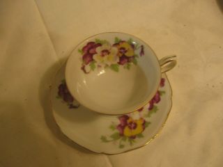 vintage Saji fancychina tea cup and saucer set floral small 2 x 3 pedestal 2
