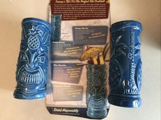 2 Tommy Bahama Rum Tiki Cup Mug Blue Pineapple Hawaiian Ocean Tropical 7.  25 "