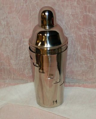 Pottery Barn Stainless Steel Cocktail Shaker Dial - A - Drink Recipe Drink Mixer Euc