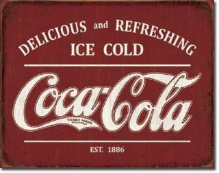 Coca Cola Coke Advertising Ice Cold Logo Retro Rustic Wall Decor Metal Tin Sign