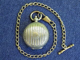 Gold Sovereign Vintage Pendant Case Holder Brass With Fob Chain