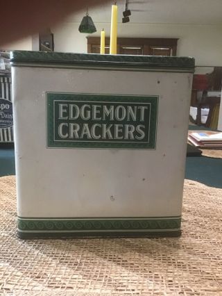 Edgemont Crackers {the Green & Green Co.  Dayton,  Oh} Vtg Metal Tin Box Retro Usa