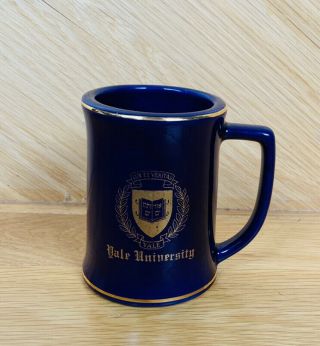 Yale University Stein Mug Ceramic Cobalt Blue Gold Trim Ivy League Coffee Usa