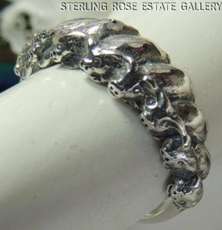 Pig Of Nine Hand Crafted Sterling Silver 0.  925 Estate Band Ring Size 5.  75