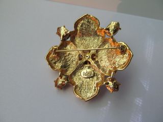 Joan Rivers Maltese Cross Brooch W/Glass Cabochons & Swarovski Crystals Goldtone 2