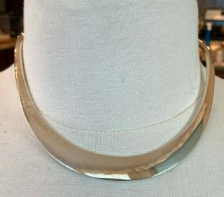 Mid - Century Modern Signed Hayner Solid Sterling Silver Open Back Choker Necklace