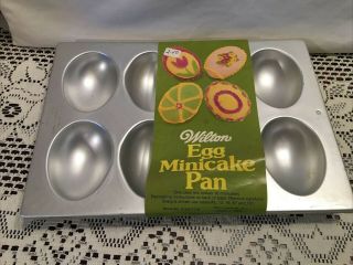 Vtg Wilton Easter Egg Mini Treat Cake Pan Vintage Aluminum Pan Make 8 Cupcakes