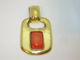 Frances Patiky Stein (chanel Director) Gold Plated Art Glass Hammered Pendant