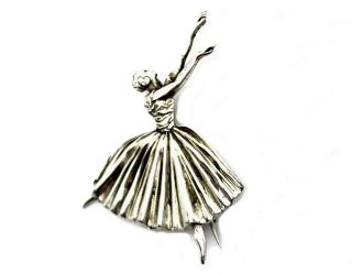 Vintage Silver Ballerina Dancer Brooch Hallmarked Birmingham 1948