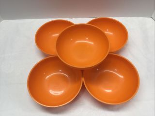 Tupperware 5” Orange Cereal Bowls 6316a Set Of 5
