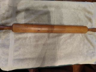 Vintage Large Solid Wood One Piece Rolling Pin - 28 " Long