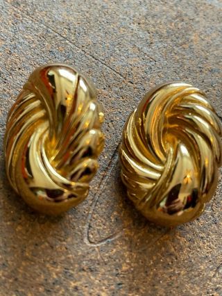 Vintage Christian Dior Clip Earrings Large Gold And Gorgeous Estate Rare