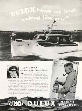 1942 Du Pont Dulux Marine Finishers Print Ad American Airlines Wa Brooke 