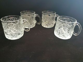 Mcdonalds Set Of (4) Batman Forever Glass Cup Mugs All Riddler Clear Cond.
