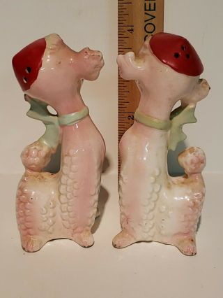 Vintage Pink Poodles Salt And Pepper Shaker Set Novelty Collectible 3