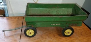 Vintage 1/16 John Deere Pressed Steel Flare Wagon Farm Toy 1950 
