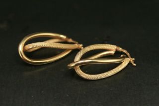 Vintage 14k Yellow Gold Milor Double Hooped Earrings
