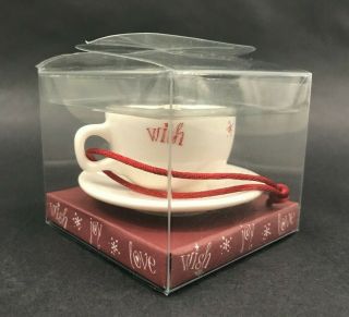 Starbucks Wish Joy Love Mini Coffee Tea Cup And Saucer Christmas Ornament