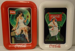 Set Of 2 Vintage 1995 Coca Cola Trays Measuring 6 5/8 " X 4 5/8 "