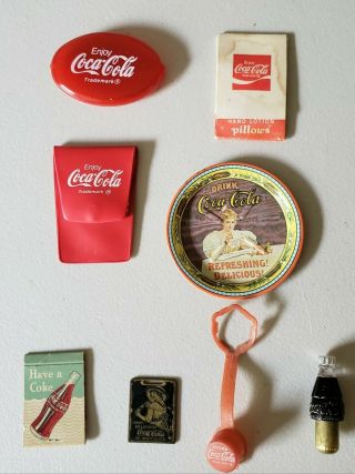 8 Vintage Coca - Cola Collectibles - 75th Anniversary Tip Tray,  Coin Purse,  Etc