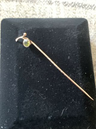 Antique Victorian 9ct Gold And Peridot Stick / Tie Pin