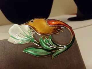 Vtg David - Andersen D - A Norway Sterling Silver Rich Enamel Hummingbird Pin Wow