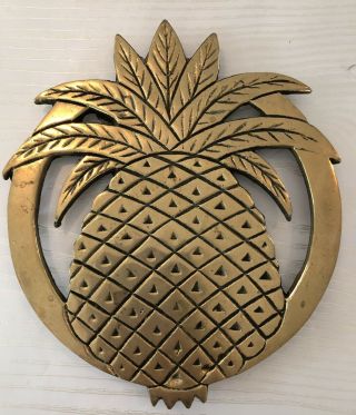 Vintage Solid Brass Trivet Round Pineapple 6 "