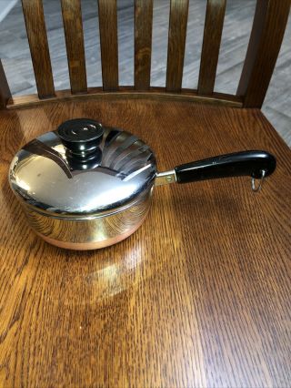 Vintage Revere Ware Small Copper Bottom Sauce Pan With Lid