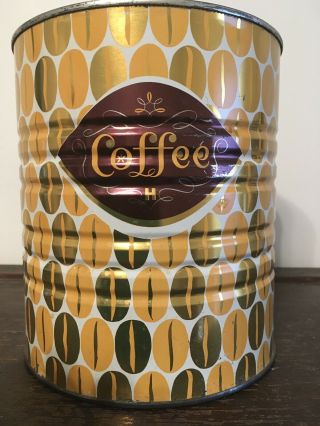 VTG HILLS BROTHERS BROS metal COFFEE tin retro beans yellow gold shabby chic 2
