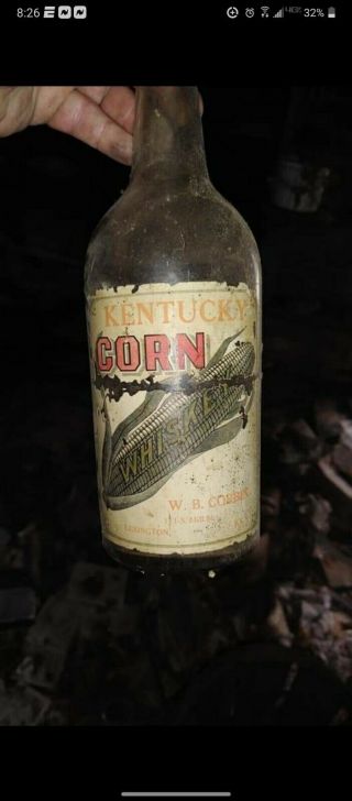 Very Rare Kentucky Corn Whiskey Bottle 1935 W.  B Corbin