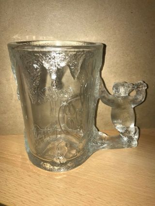 Vintage 1997 Coca Cola Mug Frosted Clear Glass Coke With Polar Bear Handle