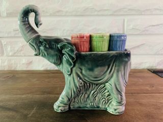 Vintage Porcelain Elephant Decanter With Shot Glasses Made In Germany