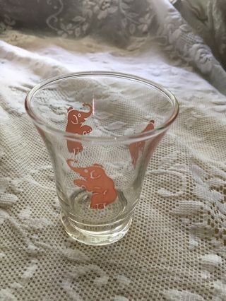 Vtg Dancing Pink Elephant Footed Double Shot Glass