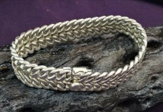 Mexican 925 Sterling Silver " Flat 8 " Bracelet 7 X 5/8 Inches 58 Gm